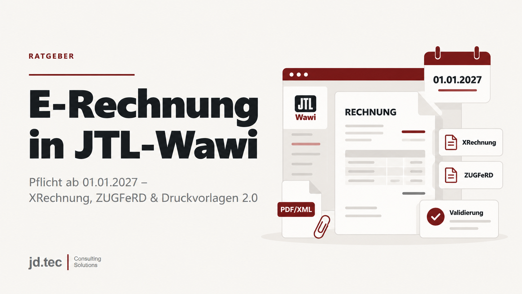 E-Rechnung in JTL-Wawi einrichten: XRechnung und ZUGFeRD